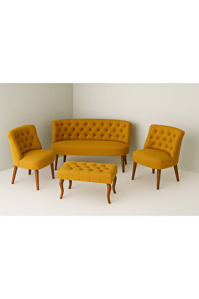 Kutay Çay Seti Koltuk Takımı - Hardal Sarısı