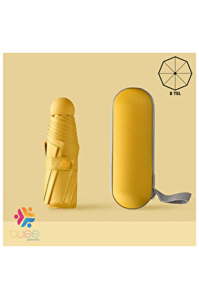 Özel Kılıflı Sarı Şemsiye (Kapsül Şemsiye)