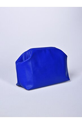 Heybes Kadın Saks Mavi Vegan Deri Clutch El Çantası