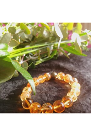 Doğal Taş Sitrin Bileklik Bilgelik Ve Bolluk Bereket Bilekliği 10mm Cem Kalite