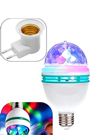 Renkli Disko Ampulü Lambası E27 Duy Dahil Led Ampul Dönen Disco Topu Lambası