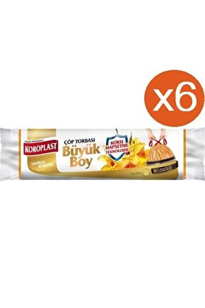 Vanilya Büzgülü Büyük Çöp Torbası 10lu X 6 Paket