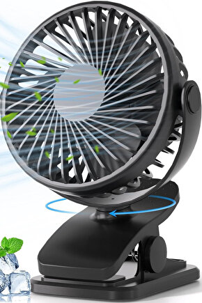 Masaüstü Şarjlı Klipsli 360 Derece Dönebilen Portatif Vantilatör - Soğutucu Klima Tutacaklı Fan
