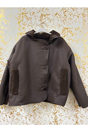 Kadın İçi Kürklü Oversize Süet Deri Mont - Peluş Astarlı Kışlık Ceket