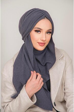 Füme Triko Kelebek Model Büzgülü Bone Şal