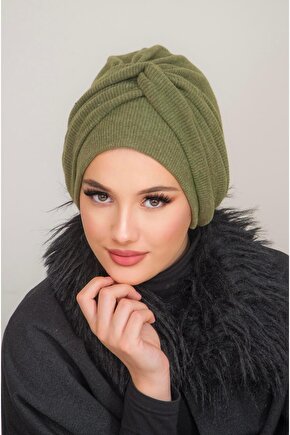 Haki Triko Burgu Detaylı Bone