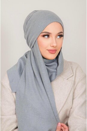 Gri Triko Kelebek Bone Şal