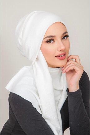 Beyaz Fitilli Kelebek Bone Şal