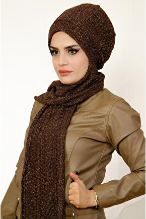 Kahverengi Triko Tesettür Bere