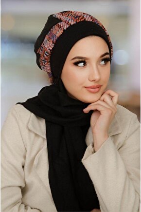 Siyah Ekose Desen Tesettür Bere