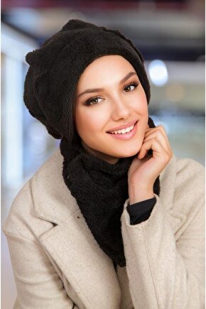 Siyah Welsoft Etol ve Tesettür Bere Takım