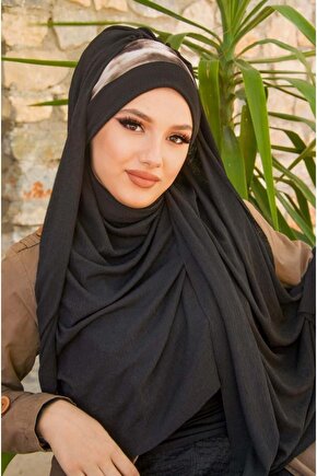 Siyah Batik Desen Bone Hazır Şal