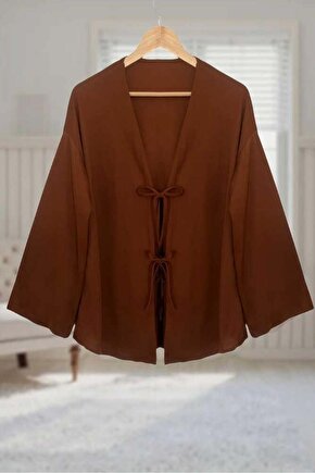 Taba Önü Bağlamalı Kimono Tunik  Likralı Ütü İstemez Kumaş