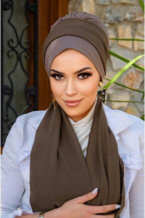 Vizon Kahve Fularlı Bone