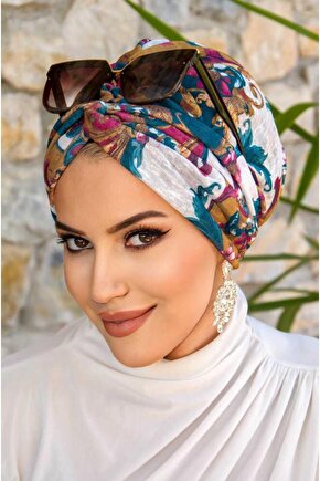 Bordo Etnik Desenli Burgu Bone