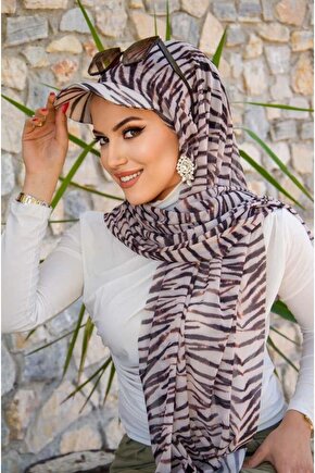 Zebra Desen Kepli Bandana Şapka Şal