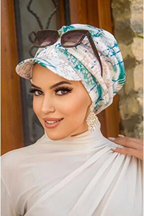 Beyaz Fresh Desen Bantlı Şapka Bone