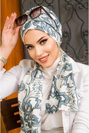 Füme Etnik Desenli Atkılı Bone