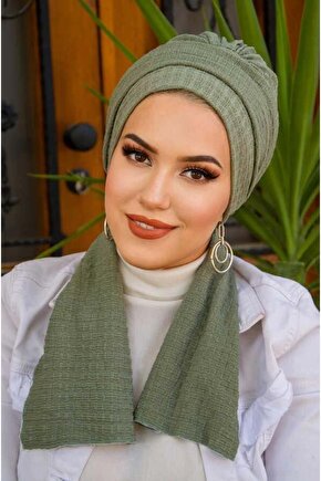 Pastel Yeşil Atkılı Bone