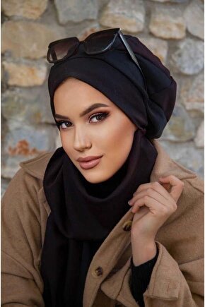 Bordo Siyah Garnili Tesettür Bere