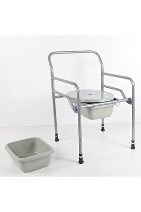 Seyyar Katlanabilir Hasta Yaşlı Tuvalet Sandalyesi Klozetli Wcli Oturak 1 Adet Yedek Sürgü