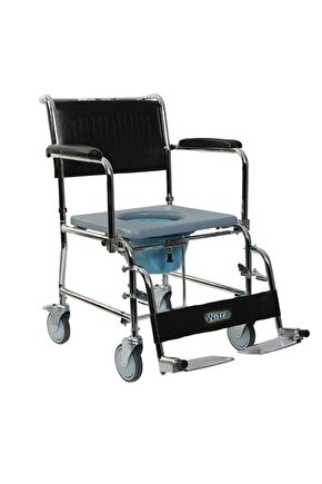 Klozetli Tuvaletli Tekerlekli Sandalye Engelli Hasta Banyo Tuvalet Sandalyesi