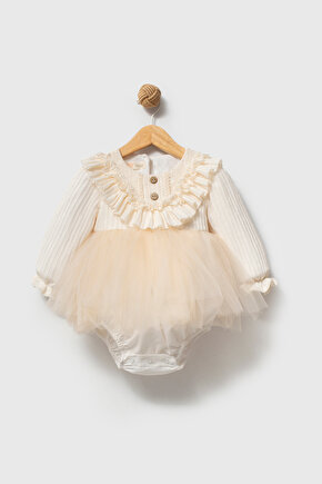 Kız Bebek Romper Kız Çocuk Romper Doğum Günü Parti Düğün Elbise Tüllü Uzun Kol Romper