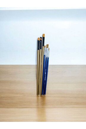 6Lı Fırça Set, Kedi Dili, Yan Kesik, Düz Kesik, Yuvarlak Uç Sanatsal Akrilik, Yağlı, Sulu, Guaj Boya