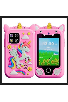 ÇOCUKLAR İÇİN EĞİTİCİ TELEFON DOKUNMATİK EKRAN ÇİFT KAMERALI FENERLİ MÜZİK ÇALAR OYUN VİDEO KAYIT