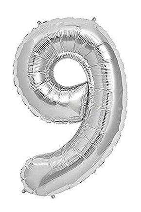 9 Rakam Silver Folyo Balon Sayılı Balon 100 Cm Dev Boy
