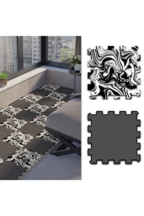 Su Geçirmez Mermer Desenli Balkon Halısı Thb28 | Yapboz Halı | Puzzle Halı