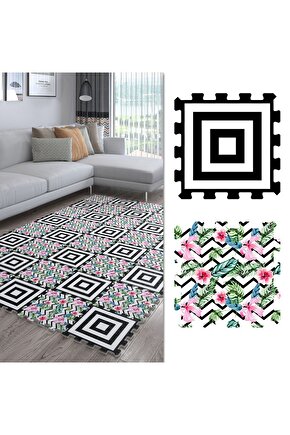 Renkli Model Dekoratif Yıkanabilir Salon Halısı Ths7 | Yapboz Halı | Puzzle Halı