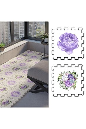 Çiçekli Dekoratif Balkon Halısı Thb3 | Yapboz Halı | Puzzle Halı