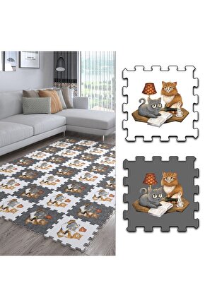 Hayvan Desenli Makinede Yıkanabilir Salon Halısı Ths8 | Yapboz Halı | Puzzle Halı