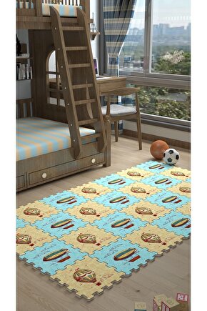 Renkli Balonlu Büyük Küçük Bebek Çocuk Odası Halısı Thc17 | Yapboz Halı | Puzzle Halı