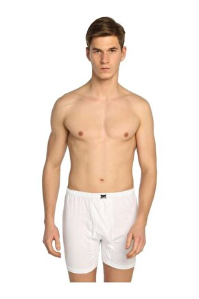 Erkek Beyaz 6lı Paket Penye Paçalı Külot