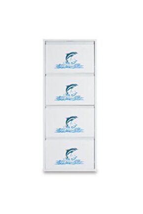 4’lü Metal Ayakkabılık (Beyaz-Yunus) | Günlük Kullanım İçin İdeal