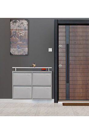 2+2 Metal Ayakkabılık (Gri) | Kolay Kurulum, Dayanıklı Yapı