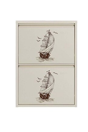 2’li Metal Ayakkabılık (Krem-Gemi) | Dar Alanlar İçin Akıllı Çözüm