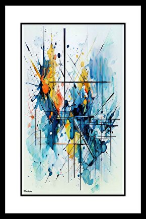 Soyut Mavi Çizim Digital Art ( ÇERÇEVESİZ - ÇERÇEVE YOKTUR ) ( ULTRA HD ) FOLYO AFİŞ - POSTER