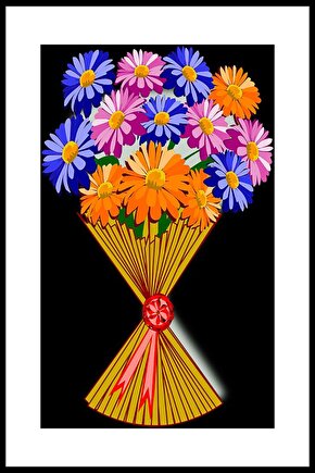 Bir Demet Çiçek Digital Art ( ÇERÇEVESİZ - ÇERÇEVE YOKTUR ) ( ULTRA HD ) FOLYO AFİŞ - POSTER