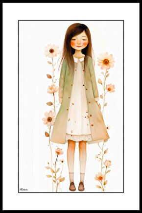 Sevimli Kadın Digital Art ( ÇERÇEVESİZ - ÇERÇEVE YOKTUR ) ( ULTRA HD ) FOLYO AFİŞ - POSTER