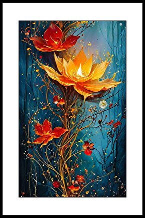 Ateş ve Çiçek Digital Art ( ÇERÇEVESİZ - ÇERÇEVE YOKTUR ) ( ULTRA HD ) FOLYO AFİŞ - POSTER