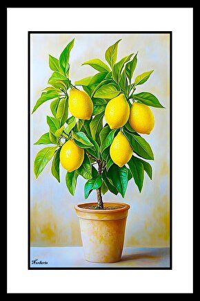 Saksıda Limon Digital Art ( ÇERÇEVESİZ - ÇERÇEVE YOKTUR ) ( ULTRA HD ) FOLYO AFİŞ - POSTER
