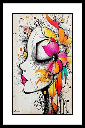 Kadın Güller Çizim Digital Art ( ÇERÇEVESİZ - ÇERÇEVE YOKTUR ) ( ULTRA HD ) FOLYO AFİŞ - POSTER