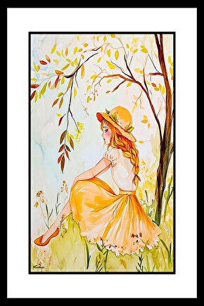 Bahçedeki Kız Digital Art ( ÇERÇEVESİZ - ÇERÇEVE YOKTUR ) ( ULTRA HD ) FOLYO AFİŞ - POSTER