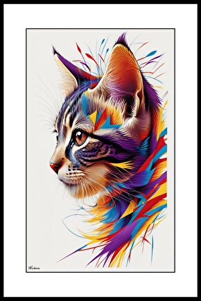 Minik Renkli Kedi Digital Art ( ÇERÇEVESİZ - ÇERÇEVE YOKTUR ) ( ULTRA HD ) FOLYO AFİŞ - POSTER