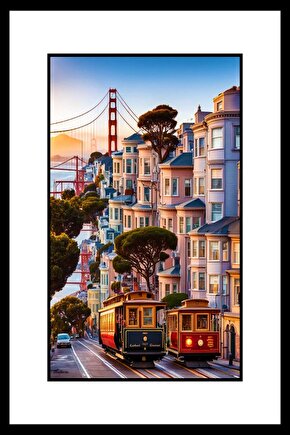 İki Tramvay Digital Art ( ÇERÇEVESİZ - ÇERÇEVE YOKTUR ) ( ULTRA HD ) FOLYO AFİŞ - POSTER