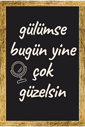 Gülümse Çok Güzelsin Retro Ahşap Poster