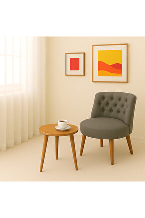 Tekli Berjer Koltuk Gri Keten - Çay Seti Koltuk Takımı